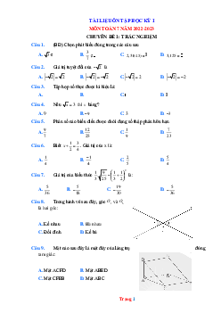 Chuyên đề ôn thi học kì 1 toán lớp 7 năm 2022-2023