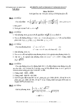 Đề thi HK2 Toán 9 năm học 2016 – 2017 sở GD và ĐT Thái Bình