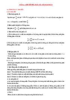 Chuyên đề phân số và số thập phân theo chương trình SGK Toán 6 mới