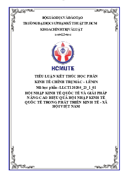 Tiểu luận môn Kinh tế chính trị Mác - Lenin đề tài "Hội nhập kinh tế và giải pháp nâng cao hiệu quả"