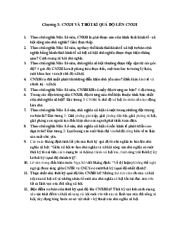 Trắc nghiệm ôn tập chương 3 - Chủ nghĩa xã hội và thời kì quá độ lên chủ nghĩa xã hội (có đáp án)