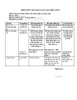 Bộ phiếu góp ý SGK Ngữ văn 8 Kết nối tri thức