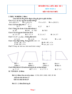 Đề kiểm tra giữa kỳ 1 Toán 6 Kết nối tri thức (có đáp án)