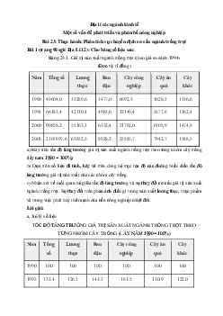 Giải bài tập SGK Địa Lý lớp 12 Bài 23: Thực hành: Phân tích sự chuyển dịch cơ cấu ngành trồng trọt