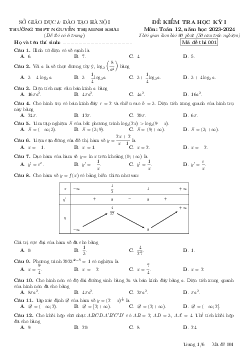 Đề học kỳ 1 Toán 12 năm 2023 – 2024 trường Nguyễn Thị Minh Khai – Hà Nội