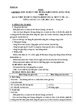 Bài 34: Thực hành và trải nghiệm với các đơn vị mi-li-mét, gam, mi-li-lít, độ C - Tiết 2 | Giáo án Toán 3 | Kết nối tri thức