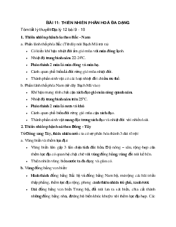 Địa Lý 12 bài 11: Thiên nhiên phân hóa đa dạng