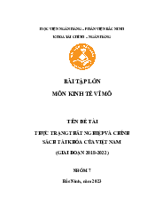 Tên Đề Tài Thực Trạng Thất Nghiệp Và Chính Sách Tài Khóa Của Việt Nam | Kinh Tế Chính Trị