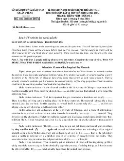 Kì thi chọn đội tuyển chính thức dự thi Quảng Bình HSG quốc gia lớp 12 THPT năm học 2016-2017 môn thi Tiếng Anh (vòng I )