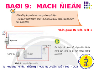 Giáo án điện tử Công nghệ 8 Bài 9 Chân trời sáng tạo: Mạch điện