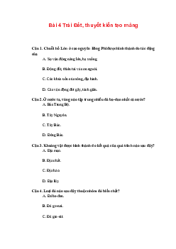 Trắc nghiệm Địa lí 10 Bài 4 Chương 2 | Chân trời sáng tạo