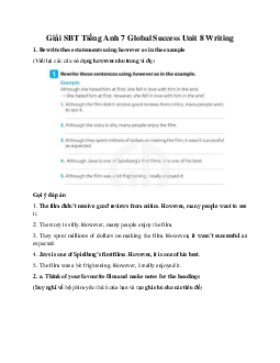 Giải SBT Tiếng Anh 7 Global Success Unit 8 Writing