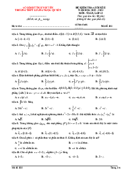 Đề cuối kì 2 Toán 12 năm 2022 – 2023 trường THPT Lương Ngọc Quyến – Thái Nguyên