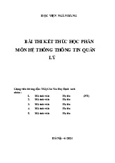 Bài thi kết thúc học phần môn Hệ thống thông tin quản lý | Học viện Ngân hàng