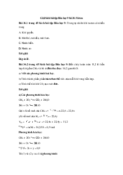 Giải Sách bài tập Hóa học 9 bài 36: Metan