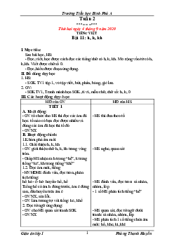 Giáo án Tiếng Việt 1 - Tuần 3 | sách Vì sự bình đẳng và dân chủ trong giáo dục