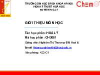 Chương 1: Nhiệt động hoa học | Bài giảng môn Hóa lý | Đại học Bách khoa hà nội