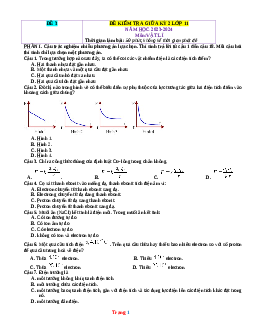 Đề thi giữa học kỳ 2 môn Vật Lý 11 sách Kết nối tri thức - Đề 3 (có đáp án)