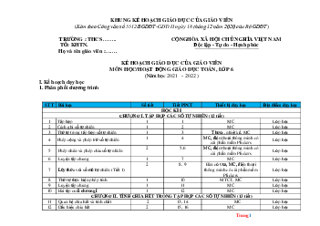 Kế hoạch giáo dục Toán 6 sách Kết nối tri thức với cuộc sống