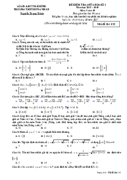 Đề kiểm tra giữa học kỳ 1 năm học 2017 – 2018 môn Toán 10 trường THPT Hưng Nhân – Thái Bình