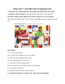 Tiếng Anh 7 Cánh Diều Unit 3 Language Focus