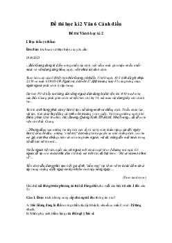 Đề thi Ngữ văn lớp 6 học kì 2 Cánh Diều năm 2024 - Đề 2