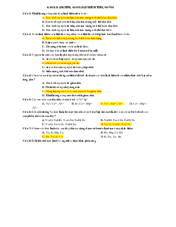 Câu hỏi trắc nghiệm có đáp án Hóa học lớp 12: Kim loại kiềm, kim loại kiềm thổ, nhôm