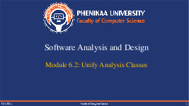 Bài giảng về Unify Analysis Classes môn Phân tích và thiết kế phần mềm | Đại học Phenika