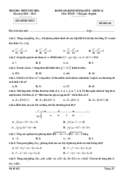 Đề cuối học kì 2 Toán 10 năm 2022 – 2023 trường THPT Thủ Đức – TP HCM