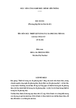 Tổng hợp bài giảng môn học Thiết kế tương tác đa phương tiện | Học viện Công nghệ Bưu chính Viễn thông