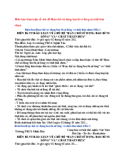 Văn mẫu lớp 6 Cánh diều bài Biên bản thảo luận về chủ đề Hạn chế sử dụng bao bì ni lông và chất thải nhựa