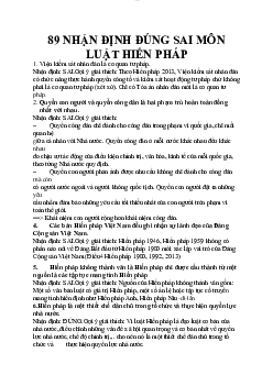 Bài tập nhận định đúng sai môn luật hiến pháp có gợi ý