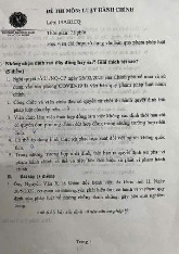 Đề thi cuối kỳ học phần Luật hành chính năm 2024 - 2025 | Đại học Luật Thành phố Hồ Chí Minh