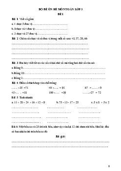 Bộ đề ôn hè môn Toán lớp 3 | Kết nối tri thức