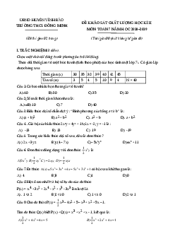 Đề khảo sát kì 2 Toán 7 năm 2018 – 2019 trường THCS Đồng Minh – Hải Phòng