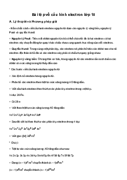 Bài tập về cấu hình Electron - Kết Nối Tri Thức