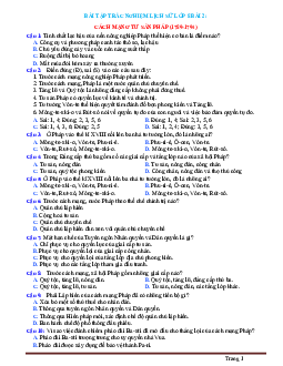 Trắc nghiệm Sử 8 Bài 2: Cách mạng Tư Sản Pháp (1789-1794) có đáp án