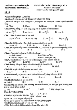 Đề học kỳ 1 Toán 9 năm 2022 – 2023 trường THCS Đông Hải – Thanh Hóa