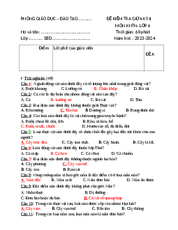 Đề thi giữa học kì 2 môn Khoa học tự nhiên 6 năm 2023 - 2024 sách Kết nối tri thức với cuộc sống | Đề 6,7