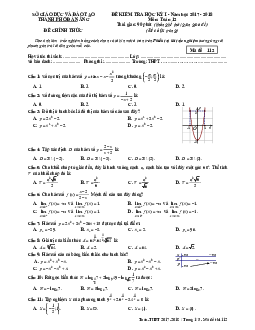 Đề thi HK1 Toán 12 năm học 2017- 2018 sở GD và ĐT Đà Nẵng