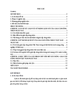Bài tiểu luận đề tài: “Giai cấp công nhân hiện đại và sứ mệnh lịch sử của giai cấp công nhân ngày nay”