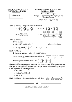 Đề khảo sát đội tuyển Toán 7 lần 5 năm 2023 – 2024 trường THCS Xuân Lẹ – Thanh Hóa