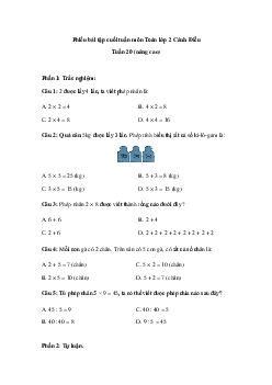 Phiếu bài tập cuối tuần Toán 2 Cánh diều - Tuần 20 (nâng cao)