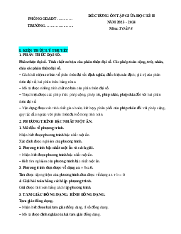 Đề cương ôn thi giữa học kì 2 môn Toán 8 năm 2023 - 2024 sách KNTT