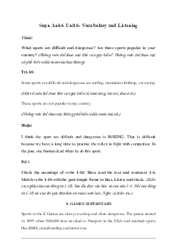 Giải Tiếng Anh 6 Unit 6: Vocabulary and Listening - Friends Plus