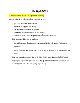 Đề cương lý thuyết ôn tập môn Con người và môi trường | Đại học Sư phạm Kỹ thuật Thành phố Hồ Chí Minh