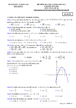 Đề thi HK1 Toán 10 năm học 2017 – 2018 sở GD và ĐT Bắc Giang