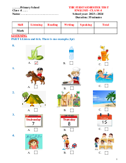 Đề thi học kì 1 môn Tiếng Anh 4 năm 2023 - 2024 sách Global Success | đề 2