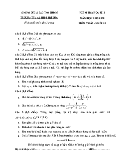Đề thi học kì 1 Toán 10 năm 2019 – 2020 trường THCS&THPT Trí Đức – TP HCM