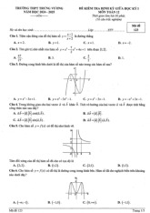 Đề giữa học kỳ 1 Toán 12 năm 2024 – 2025 trường THPT Trưng Vương – TP HCM